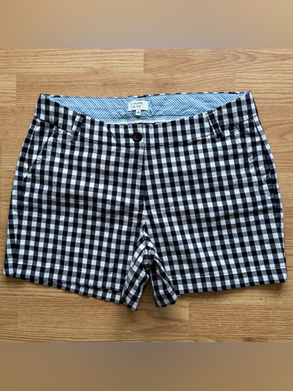 Crown & Ivy Gingham Shorts Women’s Size 10 Black White Checkered Casual Preppy